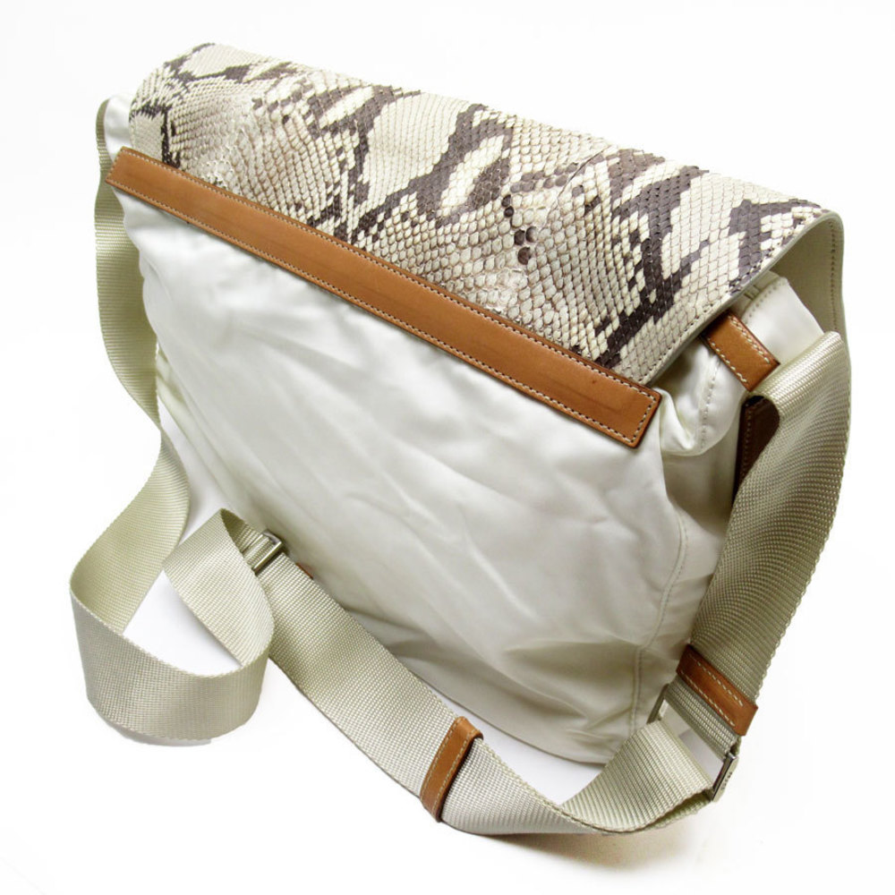 Prada Crossbody Shoulder Bag Python/Nylon White X… - image 2